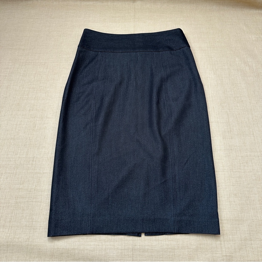 Centre Ville Paris Black/Dark Gray High Waisted Pencil Skirt Back Center Slit
